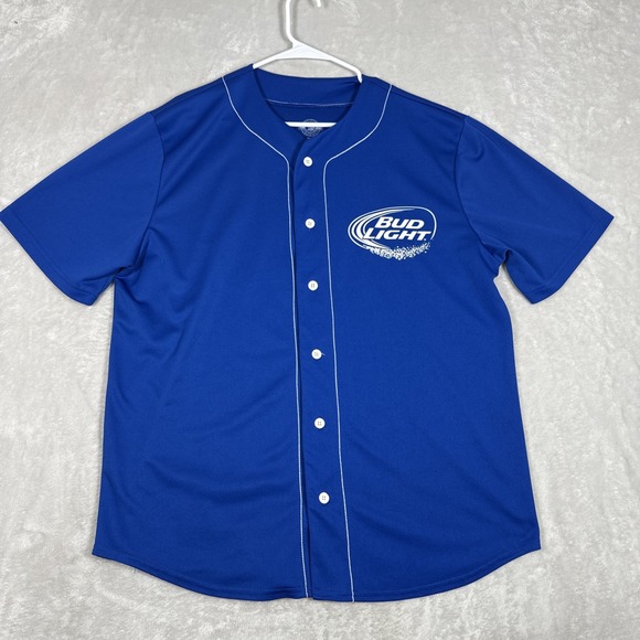 BUD LIGHT Blue Baseball Jersey 00 - Large Great Condition Unisex 2014 - Picture 1 of 6